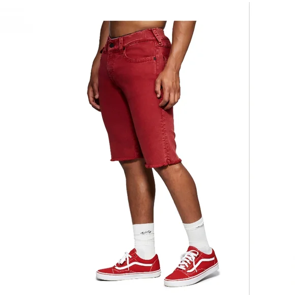 Men's True Religion Ricky Red Denim Shorts - Picture 2 of 11